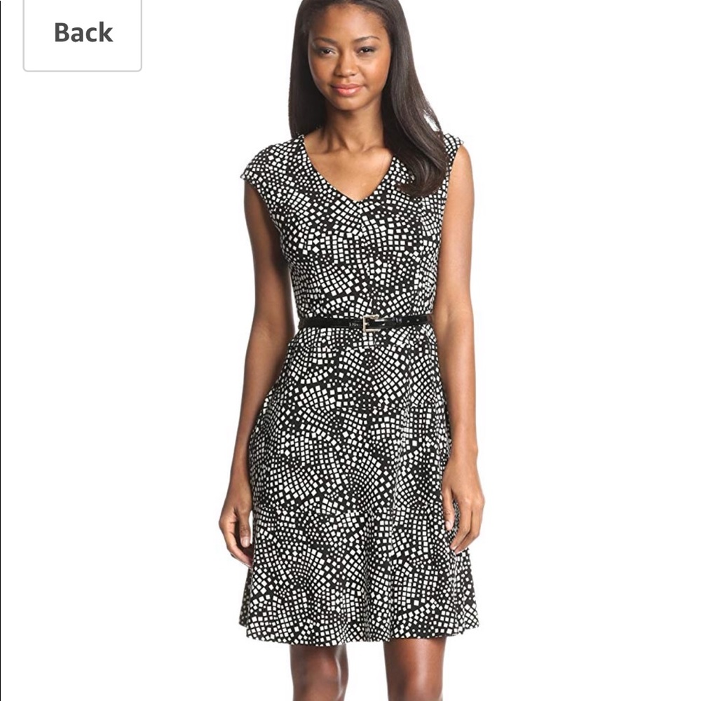 Anne Klein Black & White belted swing dress